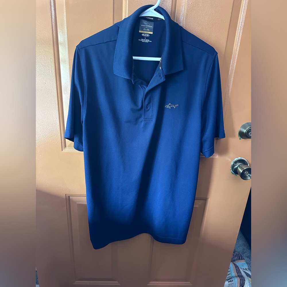 Greg Norman for Tasso Elba Blue Performance Polo Shirt